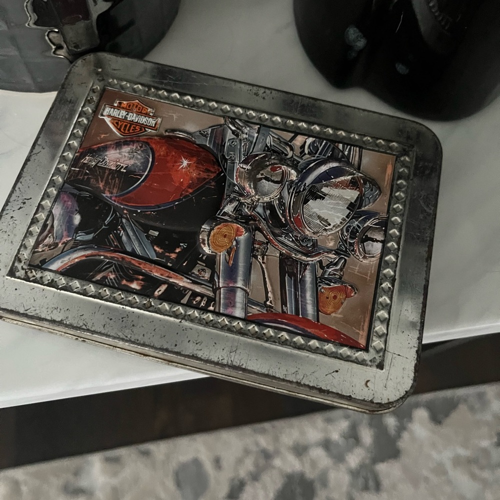 Collectable vintage 50s 60s extremely rare tobacco  tin box Harley Davidson